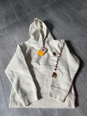 NWT Carhartt Hoodie in Cream with Brown Logo